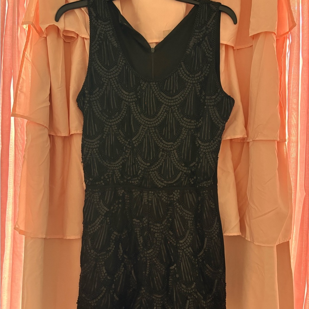 Elegant Black Sleeveless Sequined Romper